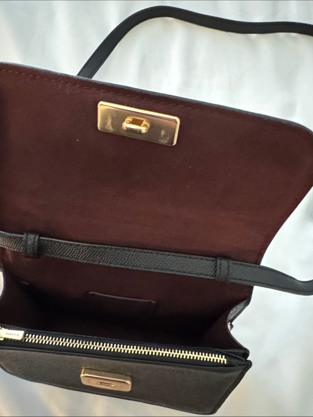 COACH Black Leather Crossbody with Gold Logo - Picture 3 of 3